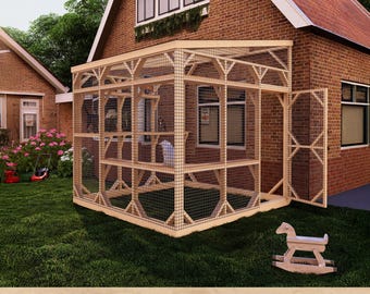 DIY Catio Plans, 9x9 Outdoor Cat Enclosure (PDF Pattern)