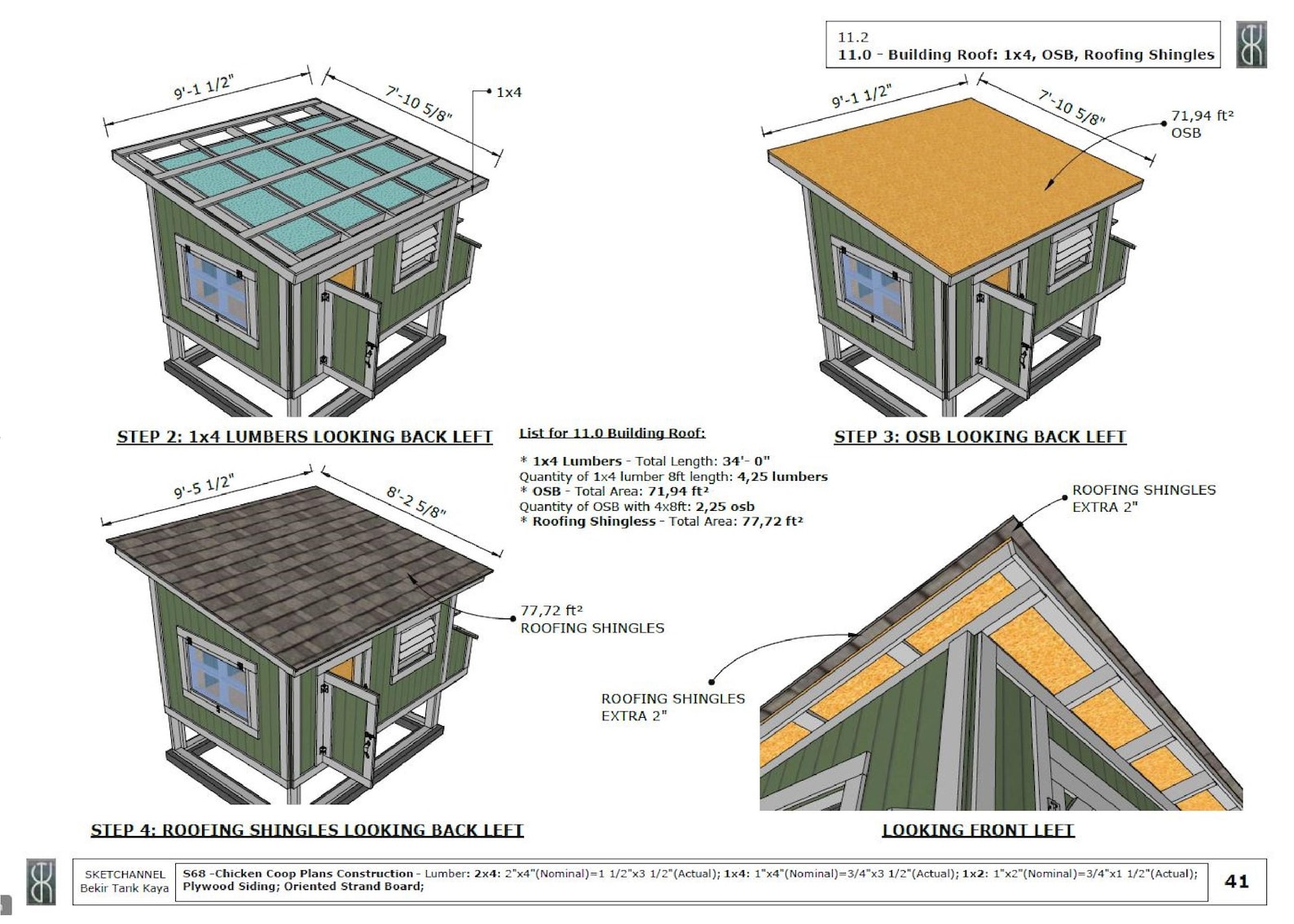 Spacious Chicken Coop Plans for 20 Chickens, 6x8 DIY Hen House With ...
