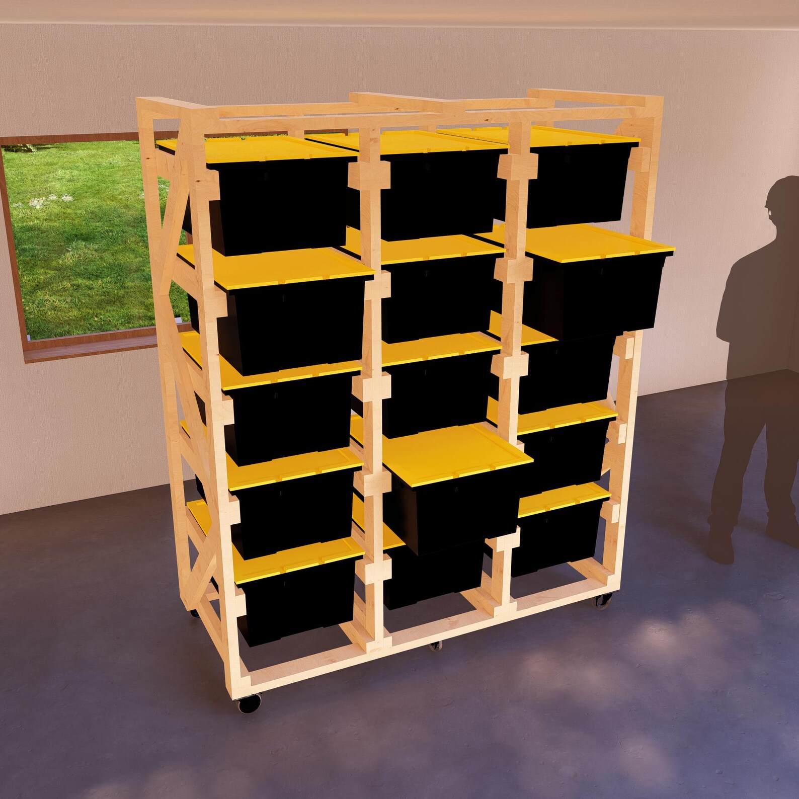 DIY Tote Storage Rack Plans, Wooden Shelving Unit for 15 Totes, Space ...