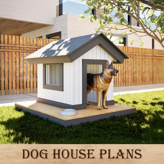 犬小屋のDIY設計図、切妻屋根とポーチ付き（PDFファイル） - Etsy 日本