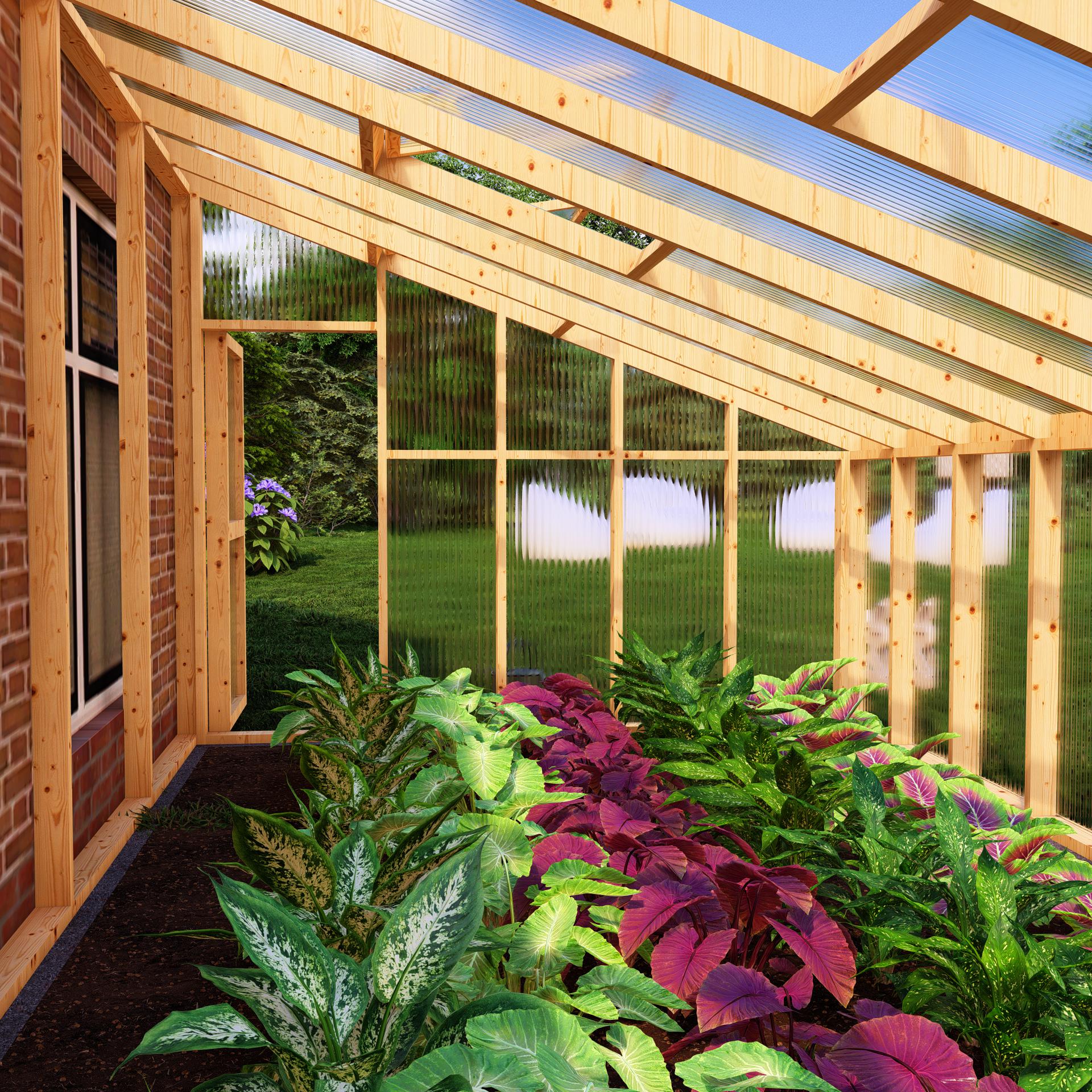DIY 10x20 Ft Lean-to Greenhouse Plans, Wall-attached Polycarbonate ...