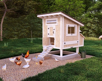 20羽の鶏のための鶏小屋の設計図、DIY設計図PDF、小さな裏庭の農場鶏