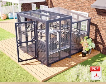 DIY Outdoor Catio Plans Freestanding Large Cat Enclosure with Tunnel Access, Digital PDF
