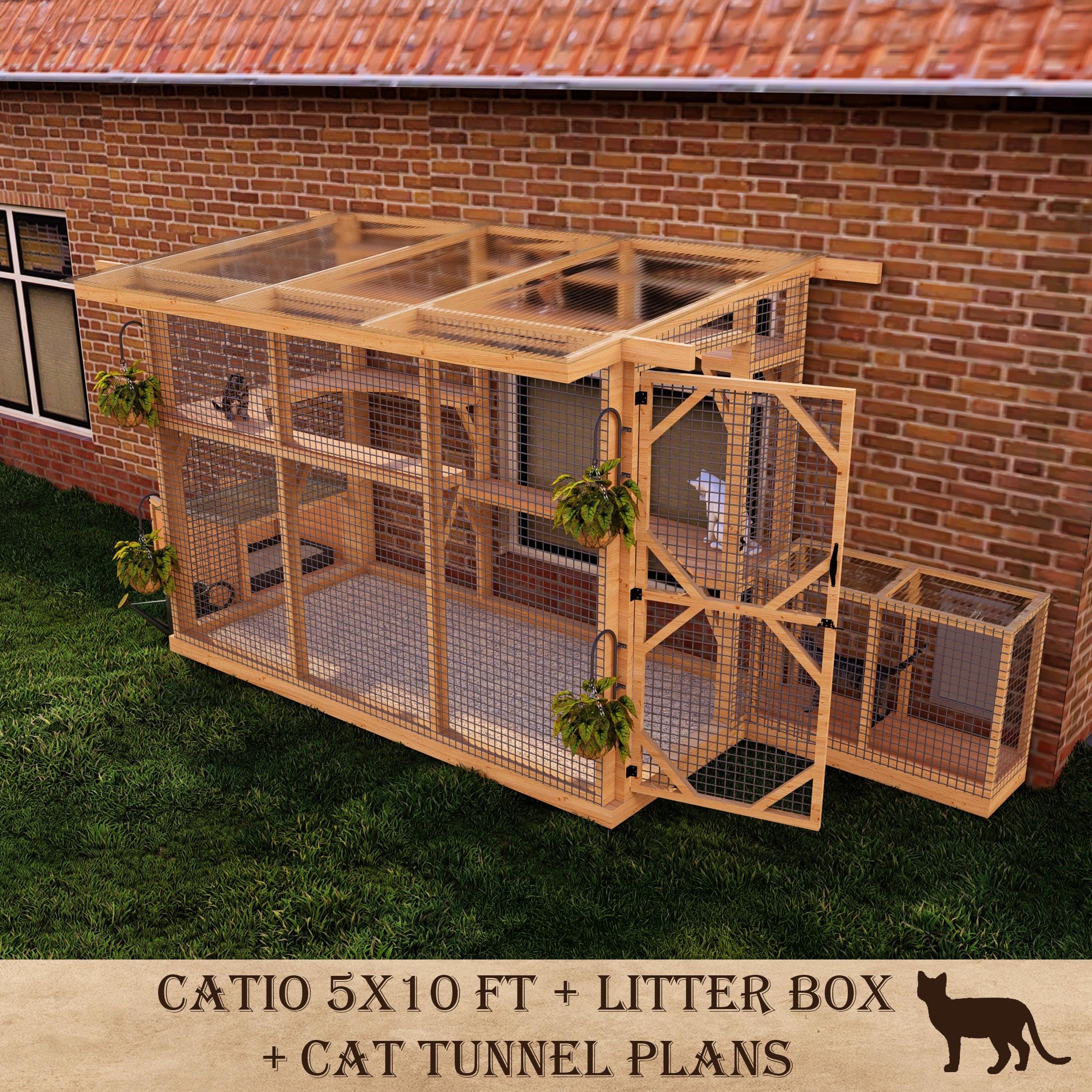 Kit de bricolaje para construir un recinto exterior para gatos, Catio  modular de 1,5 x 3 m con túnel y acceso a la caja de arena, ideal para  jardines y patios traseros, aire fresco - Etsy México, image size:2200x2200