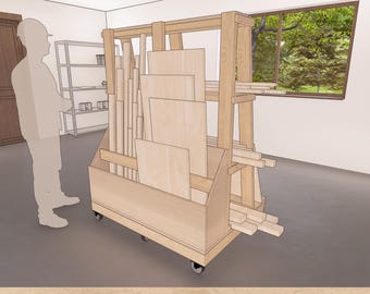 DIY Bauholz-Aufbewahrungswagen-Pläne - Mobile Garage Wood Organizer (PDF)