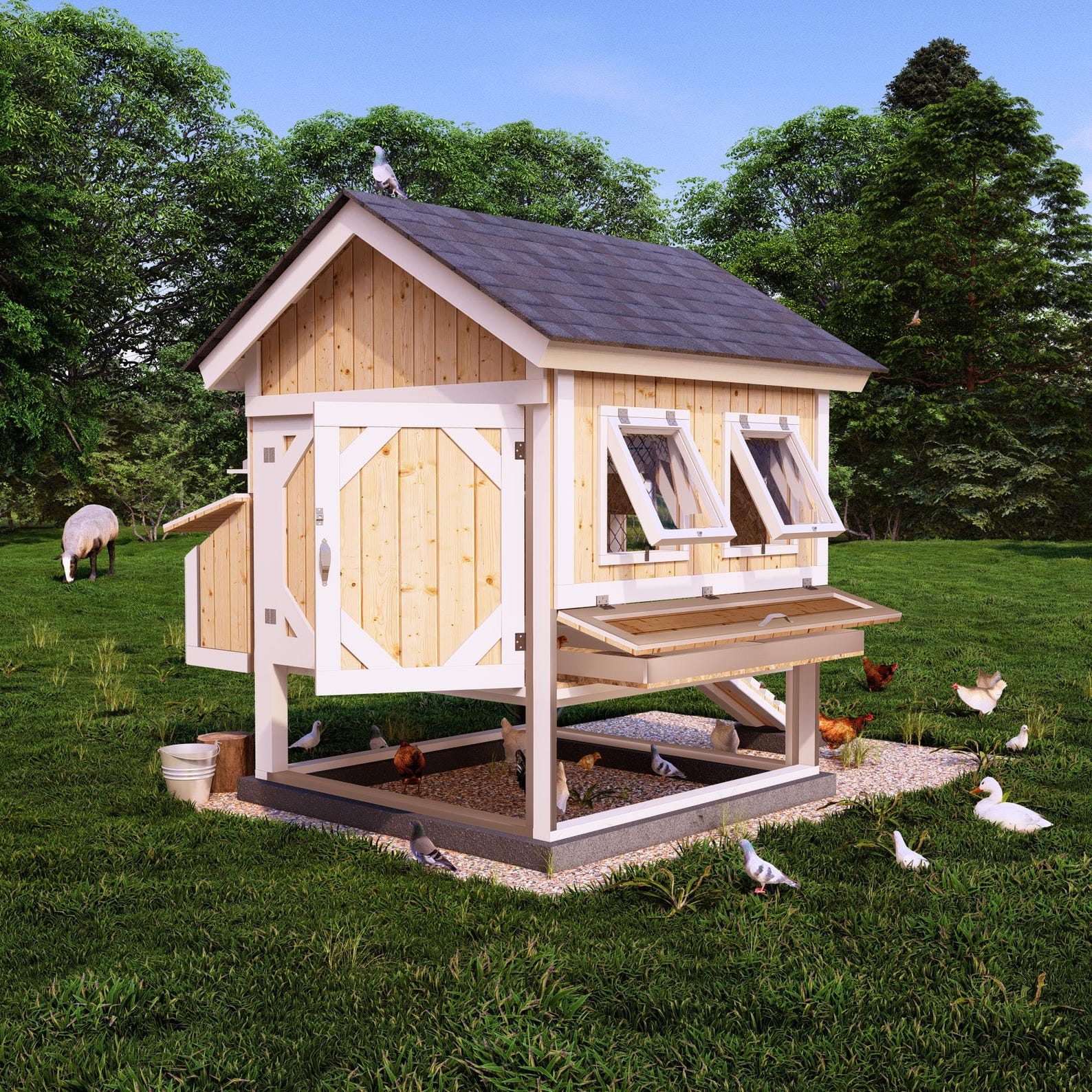DIY 6x6 Chicken Coop Plans for 12-15 Hens, Backyard Hen House With ...