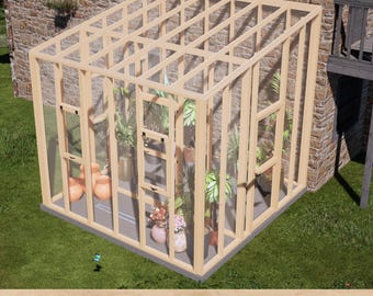DIY Greenhouse Plans 12x12, Simple Wood Structure, Polycarbonate Panels, PDF Download