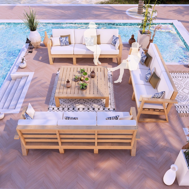 DIY Wooden Patio Sofa Set Plans, Outdoor Furniture (PDF Pattern) - Etsy