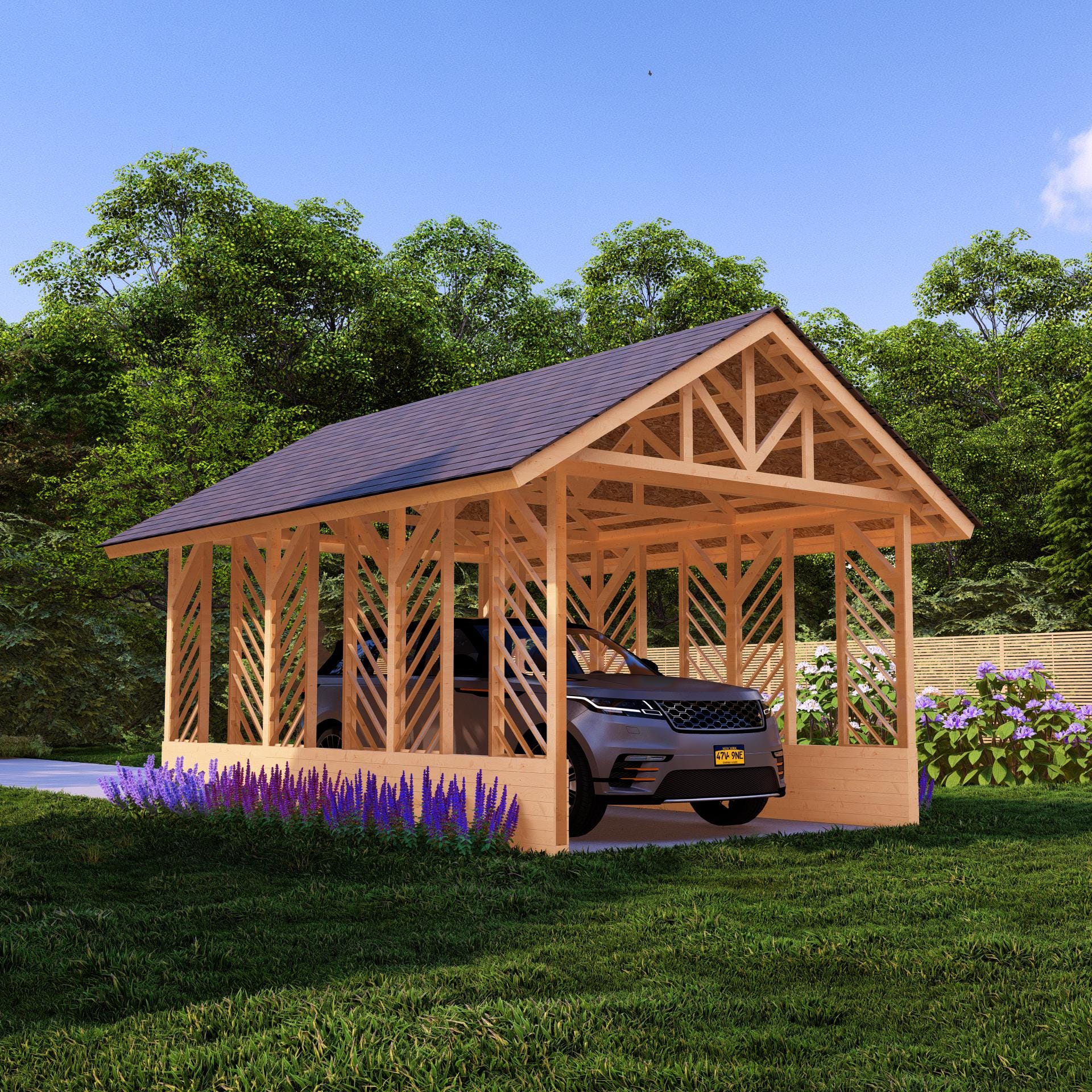 DIY Wooden Single Car Garage Plans: Garden Integration (PDF Download ...