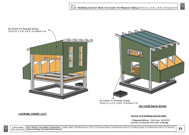 Chicken Coop Plans for 16 Chickens 6x6 Ft, DIY Hen House Blueprint, PDF ...