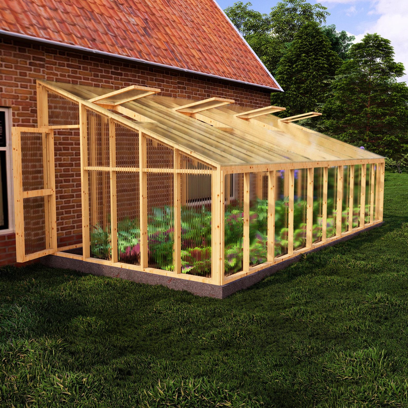 DIY 10x20 Ft Lean-to Greenhouse Plans, Wall-attached Polycarbonate ...