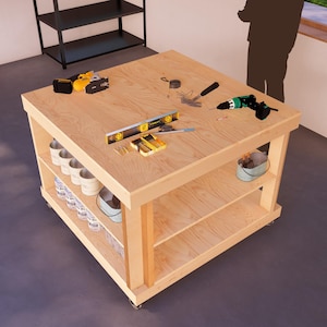 Modular Garage Workbench, Easy to Create Your Ideal Workshop DIY Wood Workbench Plans Expand Your Workshop Workstation Plans for Extra Space