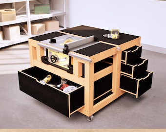 DIY 4x4 Workbench Plans with Table Saw Station, Bench with Drawer Storage, Digital PDF
