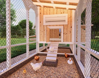 20羽の鶏のための鶏小屋の設計図、DIY設計図PDF、小さな裏庭の農場鶏