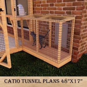 Planos de túneles para gatos DIY, pasarela cerrada para gatos desde casa hasta el catio, camino seguro de acceso al exterior, túnel imprimible de dos unidades para gatos, seguridad y diversión.