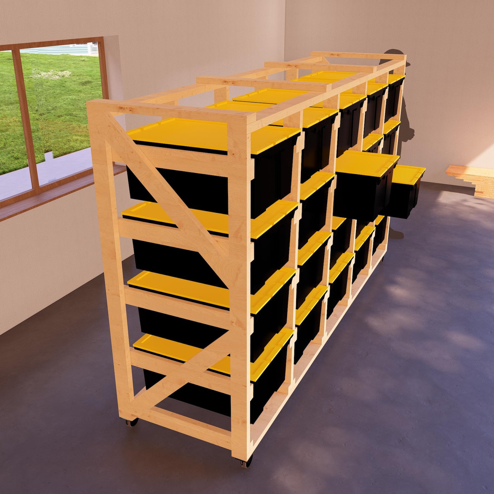 Modular 27-gallon DIY Tote Rack Plans, Sturdy Wooden Shelving Unit for ...