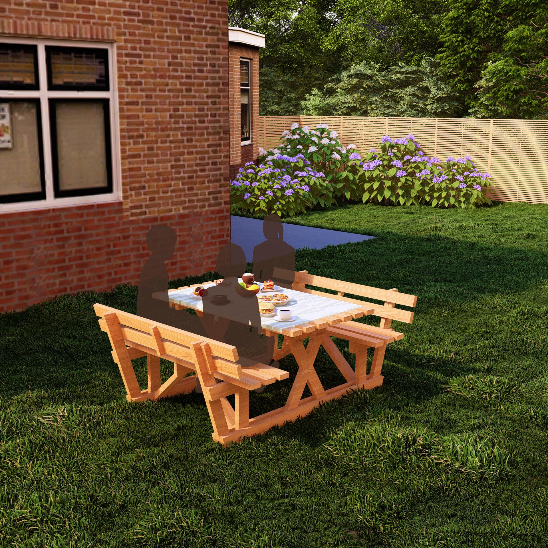 DIY Wooden Bench and Table Plans for 4, Outdoor Seating Project, Garden ...