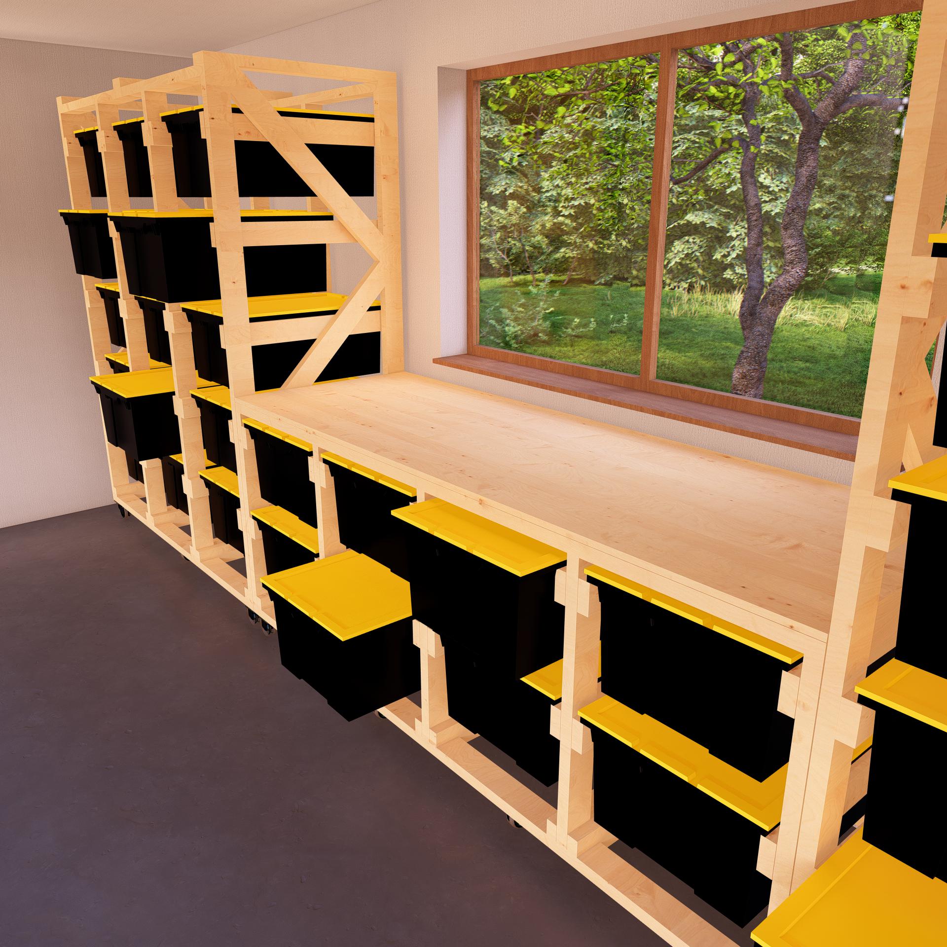 DIY Modular 3-in-1 Tote Storage Rack & With Workbench Option, Holds 43 ...
