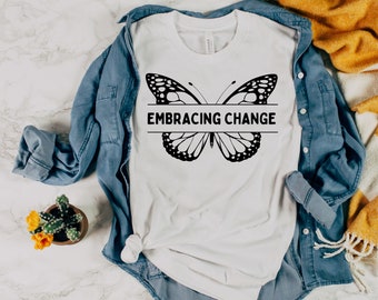 Butterfly shirt, monarch butterfly gift, plant lovers, positive affirmation shirt, mental health awareness shirt, good vibes, cottagecore