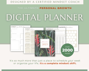 UNDATED Personal Growth Digital Planner (made by a Mindset Coach) for iPad, Goodnotes, Notability, etc growth mindset digital guided journal