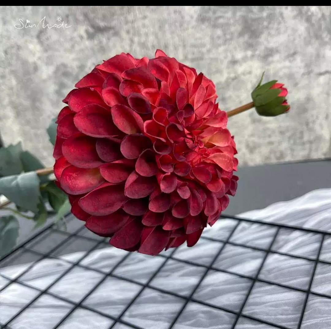 Extra Large Faux Dahlia With an Additional Bud Etsy