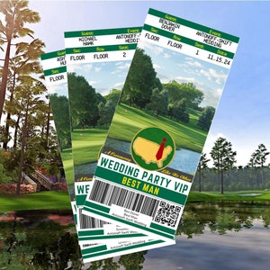 Groomsmen Proposal Ticket Golf, Personalized Masters Groomsmen Gift, Bachelor Party Asking Groomsman idea, Best man or Jr. Groomsman Wedding