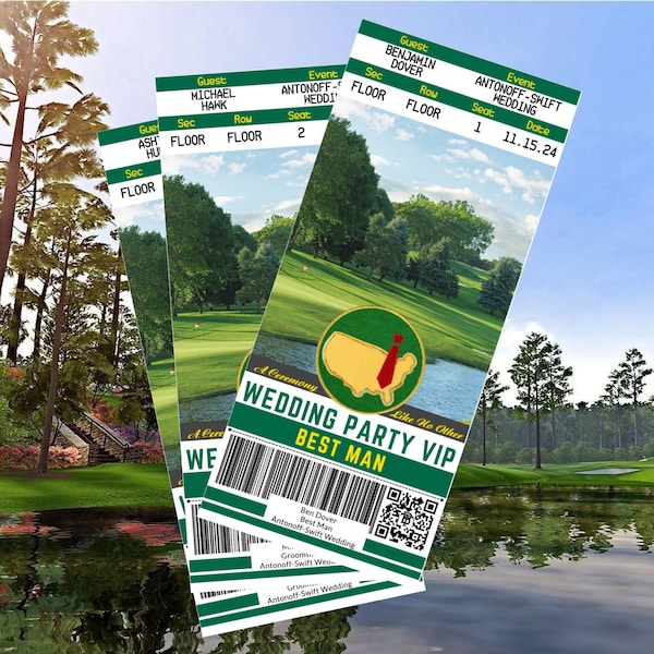 Groomsmen Proposal Ticket Golf, Personalized Masters Groomsmen Gift, Bachelor Party Asking Groomsman idea, Best man or Jr. Groomsman Wedding