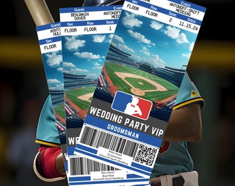 Groomsmen Proposal Ticket Baseball, Personalized MLB Groomsmen Gift, Bachelor Party Asking Groomsman idea, Best man or Jr. Groomsman Wedding