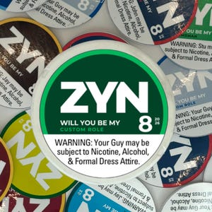 Proposition personnalisée de Zyn Groomsman | Sticker personnalisé Zynposal | Cadeau drôle de proposition de garçon d'honneur |  Proposition d'accueil personnalisée | Étiquette en fer blanc Zyn