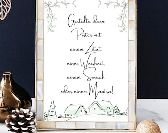 Personalized Christmas poster with own text, Christmas decoration, Christmas gift for family and friends