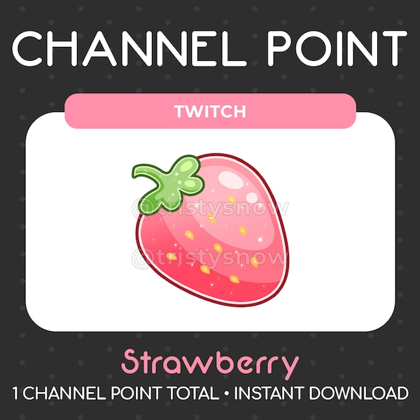 1 Cute Sparkly Strawberry Channel Point/Emote for Twitch, Youtube, Discord, Stream / Instant Download