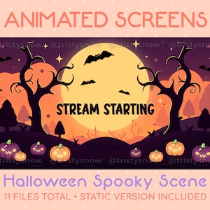 Animated + Static Halloween Spooky Scene Stream Screens for Twitch, Youtube, Stream / Twitch Overlays, Backgrounds / Instant Download