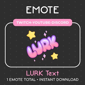 1 lindo emoticón LURK rosa/púrpura para Twitch, Youtube, Discord, Stream / Descarga instantánea