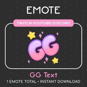 1 lindo emoticón GG rosa/púrpura para Twitch, Youtube, Discord, Stream / Descarga instantánea