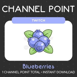 1 Cute Sparkly Blueberries Channel Point/Emote for Twitch, Youtube, Discord, Stream / Instant Download