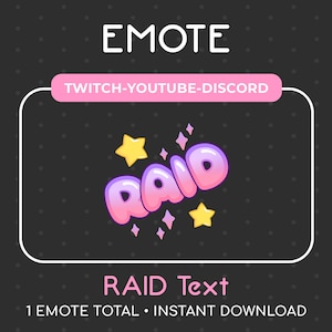 1 bonito emoticono RAID rosa/púrpura para Twitch, Youtube, Discord, Stream/descarga instantánea