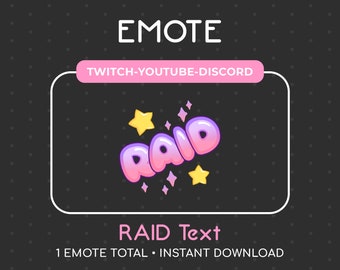 1 Cute Pink/Purple RAID Emote for Twitch, Youtube, Discord, Stream / Instant Download