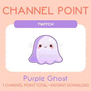 1 Cute Purple Ghost, Halloween Channel Point/Emote for Twitch, Youtube, Discord, Stream / Instant Download