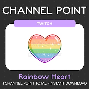 1 Cute Rainbow Heart Channel Point/Emote for Twitch, Youtube, Discord, Stream / Instant Download