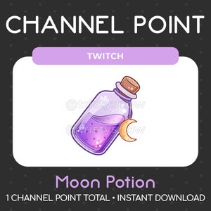 1 Cute Purple Moon Potion Channel Point/Emote for Twitch, Youtube, Discord, Stream / Instant Download