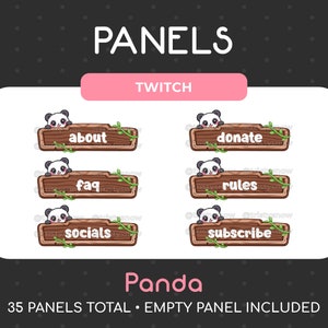35 Cute Panda Bear, Animal Twitch Panels / Instant Download