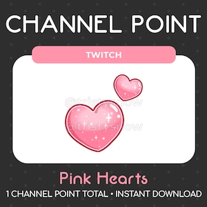 1 Cute Pink Hearts Channel Point/Emote for Twitch, Youtube, Discord, Stream / Instant Download