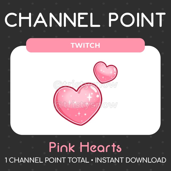 1 Cute Pink Hearts Channel Point/Emote for Twitch, Youtube, Discord, Stream / Instant Download