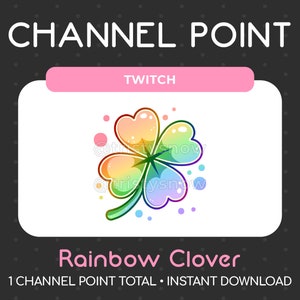 1 Rainbow Four Leaf Clover Channel Point/Emote for Twitch, Youtube, Discord, Stream / Instant Download