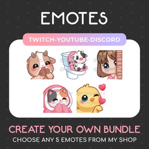 Create Your Own Bundle (5 Emotes) for Twitch, Youtube, Discord, Stream / Instant Download