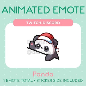 1 emoticón Bongo de oso panda navideño animado para Twitch, Discord, transmisión / descarga instantánea