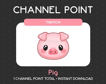 1 Cute Pig Channel Point/Emote for Twitch, Youtube, Discord, Stream / Instant Download