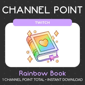 1 Cute Rainbow Book Channel Point/Emote for Twitch, Youtube, Discord, Stream / Instant Download