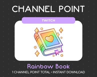 1 Cute Rainbow Book Channel Point/Emote for Twitch, Youtube, Discord, Stream / Instant Download