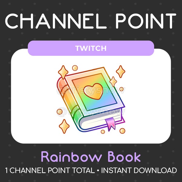 1 Cute Rainbow Book Channel Point/Emote for Twitch, Youtube, Discord, Stream / Instant Download